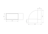 elbow horizontal plastic, 110x55mm, 90*