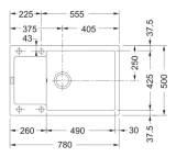 FRANKE granīta virtuves izlietne MRG 611-78 XL+ ventilis, 78x50cm Onyx 114.0479.032