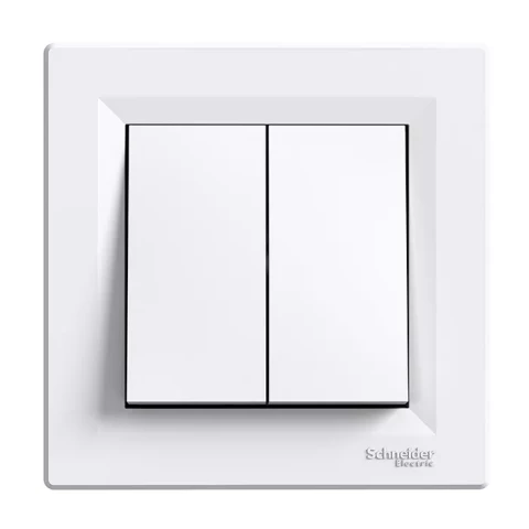 Переключатель 2-клавишный Asfora, белый