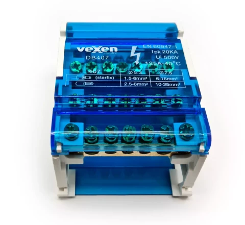 Sadales spaiļu bloks DIN 4x7poles 125A/500V VEXEN