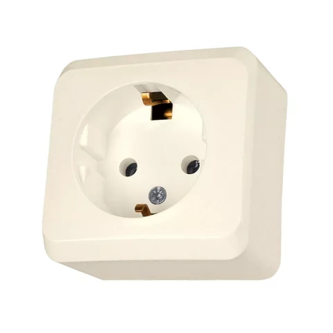 PRIMA - single socket outlet with side earth, beige