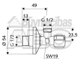 Вентиль угловой регулирующий 1/2"-1/2" Schell, хром (052170699)