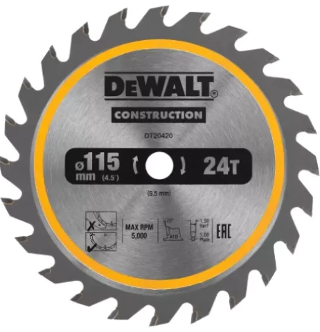 DEWALT 115mm 24T TCT Saw Blade DT20420-QZ