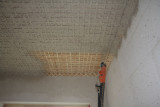 Facade / interior wooden slats plaster mesh, 1x1m