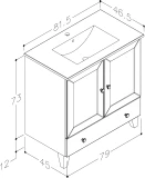 Alterna-Siesta vannas istabas skapis ar izlietni 81cm, pelēks kašmirs