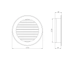 вентиляционная решетка пластмассовая, Ø125mm, серая