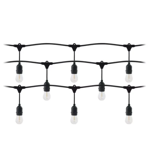 LED dārza virtene IP44 15 LED spuldze 1W E27 3000K 15m melna