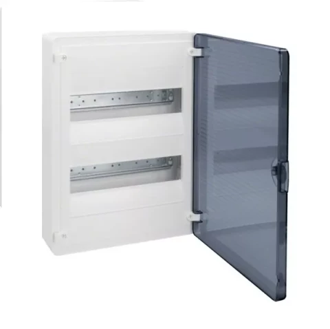 Modular box HAGER GOLF above the wall mounting transparent doors 2 lines each  by 12 modules size 377x282x99 мм