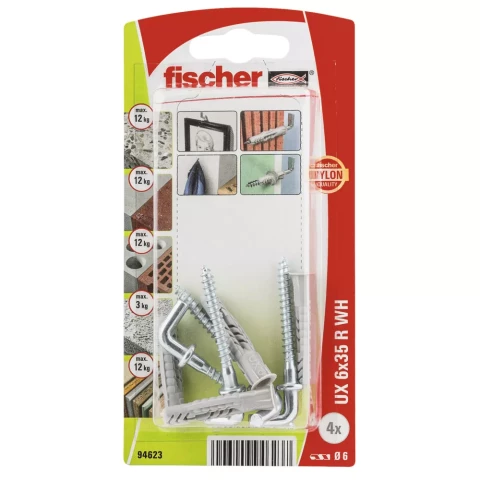 FISCHER Stiprinājums UX6x35 WHK ar L formas āķi 4gab/iep 61-94258B