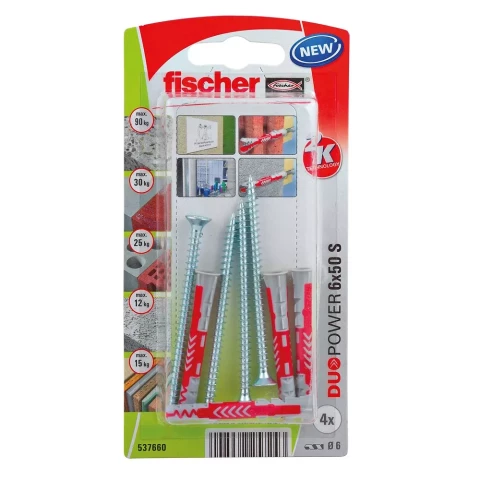 FISCHER universālas divkomp.tapas 6x50 S 4gab 61-53003B