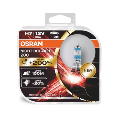 AUTO SPULDZE OSRAM 55W 12V H7 Night breaker 200 Duobox 2gb blister