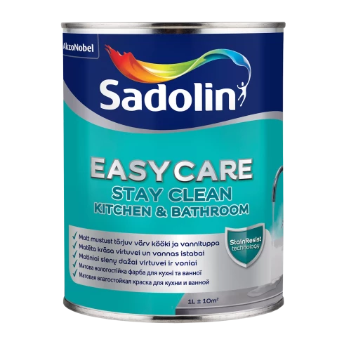 Sadolin EasyCare Kitchen&Bathroom BW 1L Matēta mitrumizturīga krāsa sienām