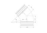 elbow metal, 45*- Ø125mm without rubber, extruded