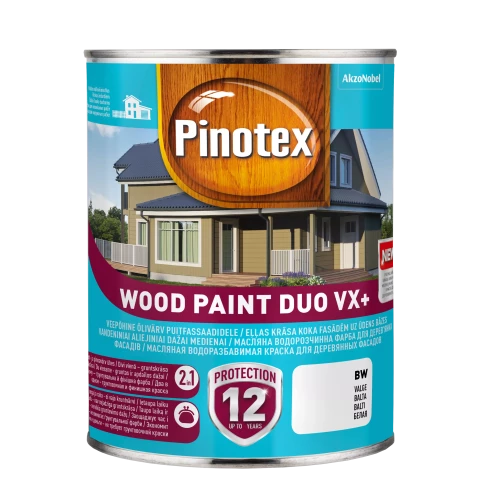 Pinotex WOOD PAINT DUO VX+ BW 1л Масляная краска на водной основе для деревянных фасадов Белый