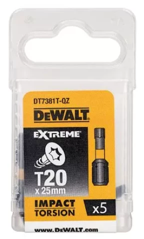 DeWALT EXTREME IMPACT TORSION uzgaļi T20, 25 mm, 5gab/iep