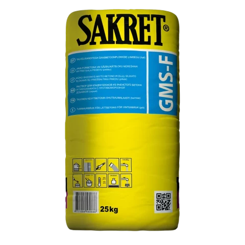 Sakret GMS F 25kg Gāzbetona bloku līme ar pretsala piedevu pelēka -10°C ziemas