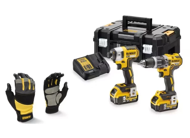 Akum. instrumentu kompl. DCD796+DCF887, 2x5Ah, lādētājs, TSTAK koferis, cimdi DeWALT DCK266P2TG-QW