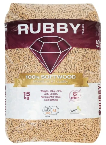 Древесные гранулы RUBBY Premium A1 6мм 15кг