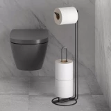 Tualetes papīra ruļļu turētājs ORGIN, Ø16x58cm, melns, Metaltex