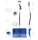 Snow shovel 38.5x55x145cm blue with aluminum handle, ALPINUS ALUTUBE ergo