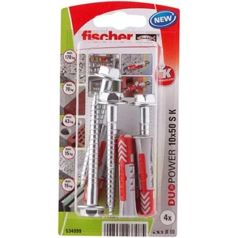 FISCHER Universālas divkomp.tapas 10x50 S K 4gab 61-53006B