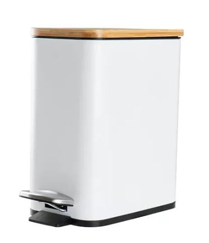 Ridder Косметическая емкость для мусора Amara, 5 литров, белая матовая, с SC закрытием, железо/бамбук