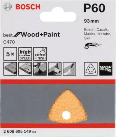 2608605149 Шлифовальный лист Best for Wood and Paint C470 5 листов 93 мм Bosch