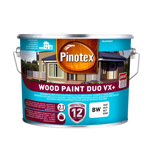 Pinotex WOOD PAINT DUO VX+ BW 2.5L Краска для деревянных фасадов 2в1 Грунтовка и финишное покрытие Белая