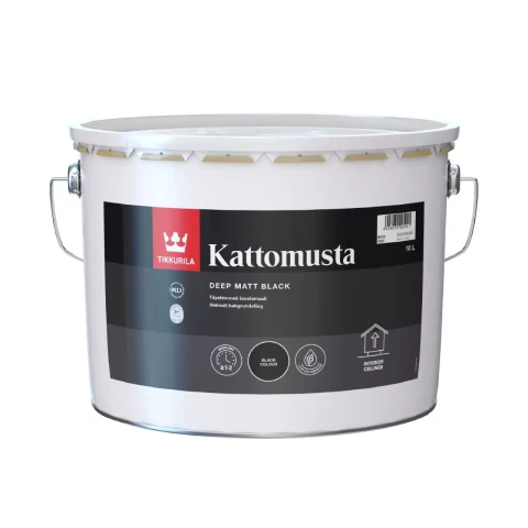 Tikkurila KATTOMUSTA 10L Глубоко матовая черная краска для потолков