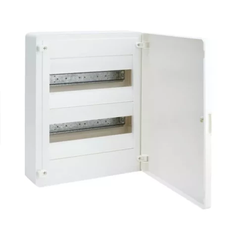 Modular box HAGER GOLF above the wall mounting opaque doors 2 lines each  by 12 modules size 377x282x99  мм