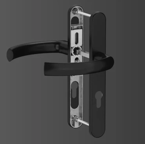 Door handle for plastic door 92mm black