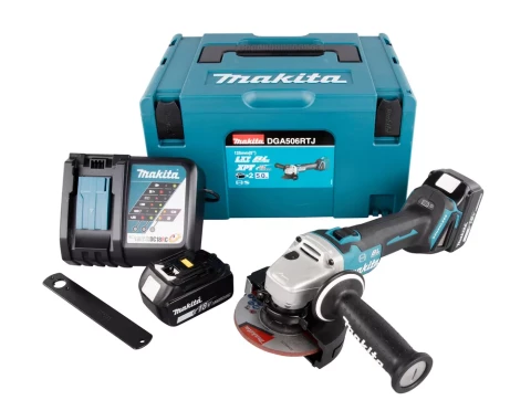 Угловая шлифовальная машина DGA506RTJ 18V 125mm, 2x 5.0 Ah, MAKITA