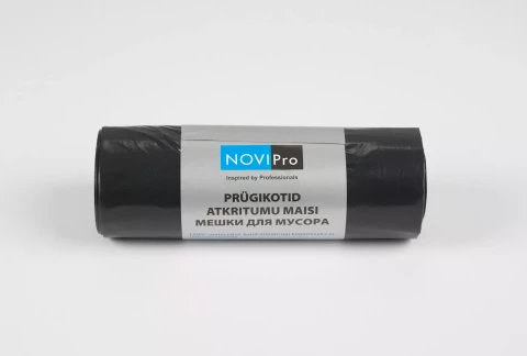 NOVIPro Atkritumu maisi 100L  10gb/rullī melni