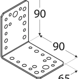 Stūra leņķis  90x90x65x2.5 mm