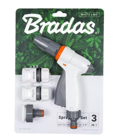 Komplekts: laistīšanas pistole + uzgaļi 1/2" WHITE LINE  BRADAS