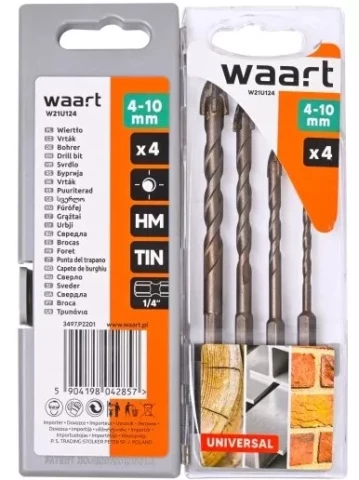 Set of universal drills Waart 4-10mm 4 pcs. HEX