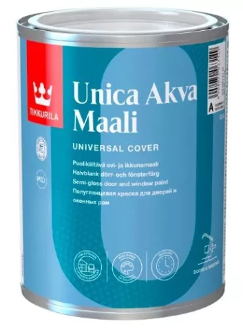 Tikkurila UNICA AKVA C 0.9L Полуглянцевая акрилатная краска для окраски дверей и оконных рам