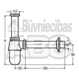 Viega 102845 Pudeļsifons ar izplūdi un izteci 11/4"x32mm misiņš hroms