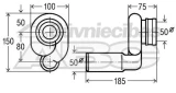 Viega 492465 Pisuāra sifons ar horizontālu izplūdi D50