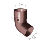 Водосточный изгиб D90-67.5 коричневый, Gamrat, ПВХ