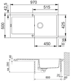 FRANKE Fragranīta izlietne MRG 611-100 970x500cm Oniks 114.0176.600