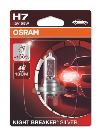 AUTO SPULDZE OSRAM 55W 12V  H7 Night breaker silver 1gb blister