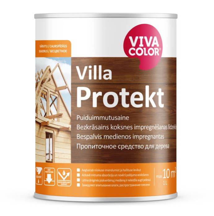 Vivacolor VILLA PROTEKT 1L Bezkrās. koksnes impregnants Kolorex Protekt