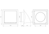 Ventilācijas reste plastmasas, 190x190mm, Ø125mm, ārējā, ar pretvārstu balta