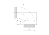 колено металлическое, 90*- Ø100mm с резинками, прессованная