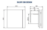 Ventilators Silent Design 200CZ ar gultņa motoru un vārstu