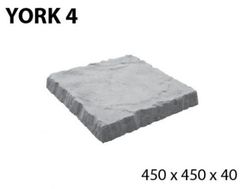 Dekoratīva betona ietves seguma plātne YORK4 450x450x40mm tumši pelēka 17kg/gab;667kg/paletē