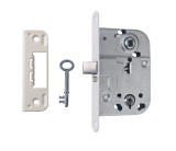 lock+striker plate (for flush door)+screws+key white