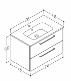 КАМЕ Шкафчик с умывальником JOY 76 см серо-коричневый / розовый, 500x740x460мм, 12113415