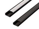 AL Profile for LED strip 1m V / A black anode + end caps + mounts + diffuser transparent